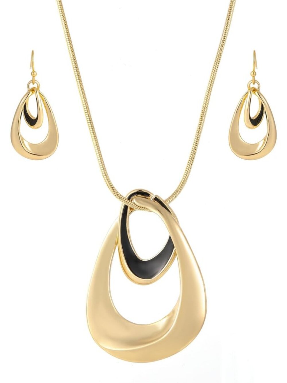 Elegant Gold & Silver Plated Jewelry Set for Women - Necklace & Earrings